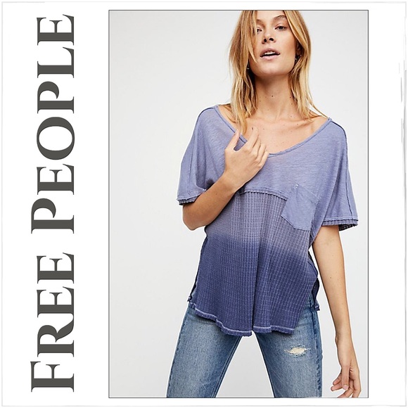 Free People Tops - Free People Slate Blue Sun Dial Dip-Dye Tee Shirt
